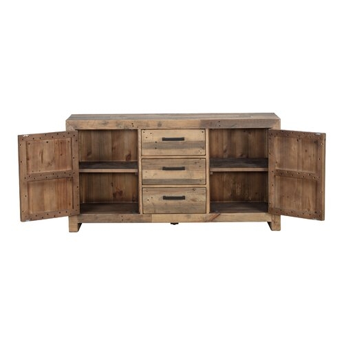 Alfa 63" Wide 3 Drawer Pine Wood Sideboard - Image 2