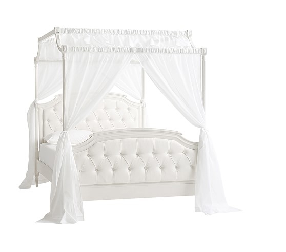 Blythe Full Upholstered Canopy Bed, French White - Image 0