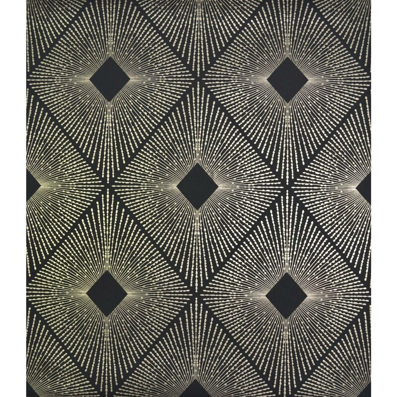 Black/Gold Antonia Vella Harlowe 32.8' L x 20.8" W Metallic/Foiled Wallpaper Roll - Image 0