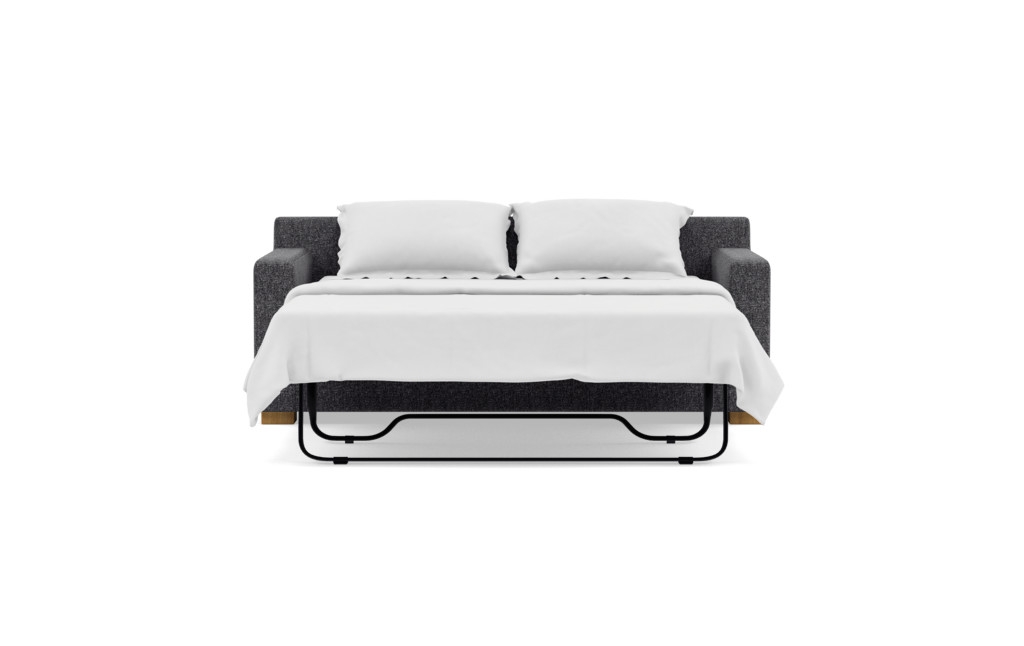 Custom Sloan Sleeper Sofa in Performance Textured Weave Pepper with Natural Oak Block Legs - Image 5