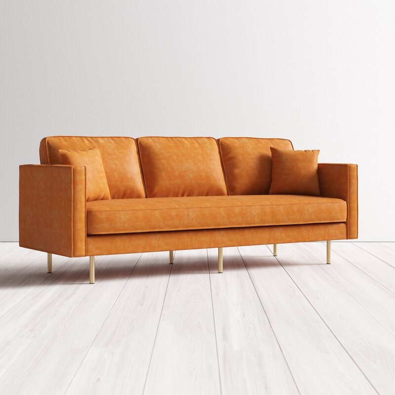 Kaitlin 89'' Faux Leather Square Arm Sofa - Image 2