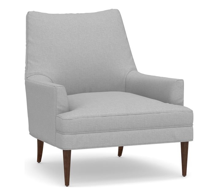 Reyes Upholstered Armchair, Polyester Wrapped Cushions, Brushed Crossweave Light Gray - Image 0