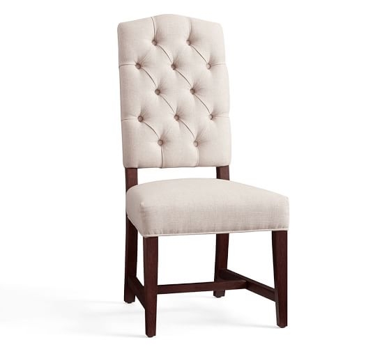 Ashton Tufted Dining Side Chair, Performance Heathered Tweed, Ivory - Image 0