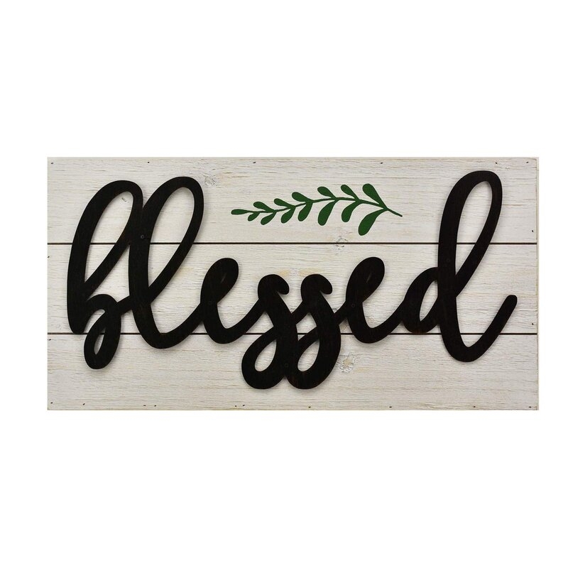 Blessed Metal 3D Quote on Wood Sign Plaque Wall Décor - Image 0