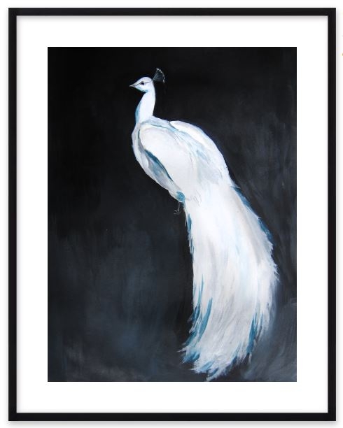 White Peacock II - Contemporary Black Wood Frame - Image 0