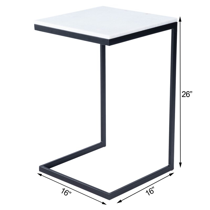 Marble Top C End Table / Black - Image 1