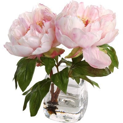 Faux Peony Floral Arrangement in Vase - Image 0