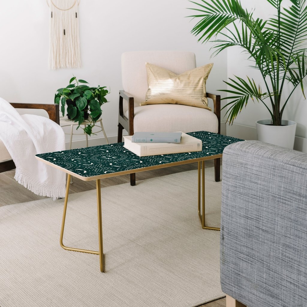 Mandala Tile Marine by Holli Zollinger - Coffee Table Gold Aston Legs - Image 1