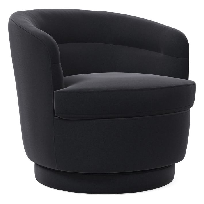 Viv Swivel Chair, Performance Velvet, Shadow, Concealed Supports - Image 0