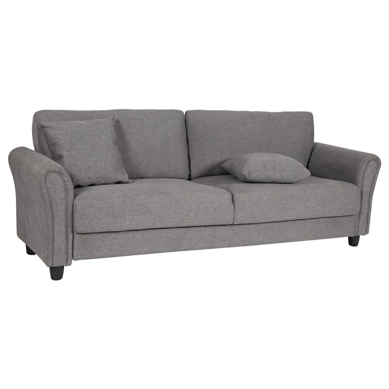 86.61" Linen Flared Arm Sofa / Gray - Image 0