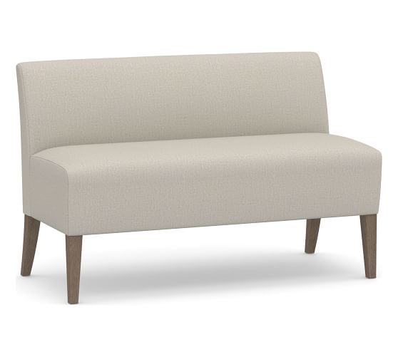 Modular Upholstered Banquette, Seadrift Leg, Performance Heathered Tweed Pebble - Image 0
