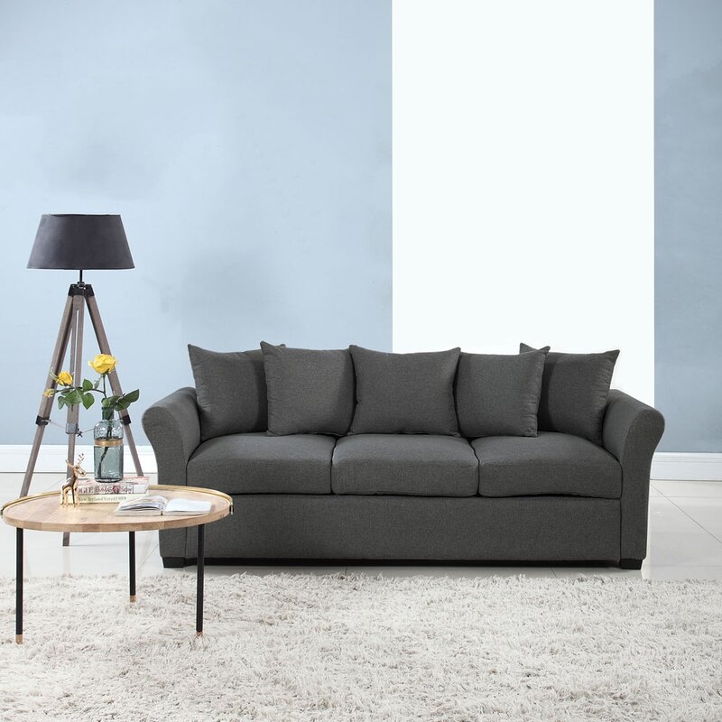 Santucci 79" Round Arm Sofa, Dark Gray - Image 2