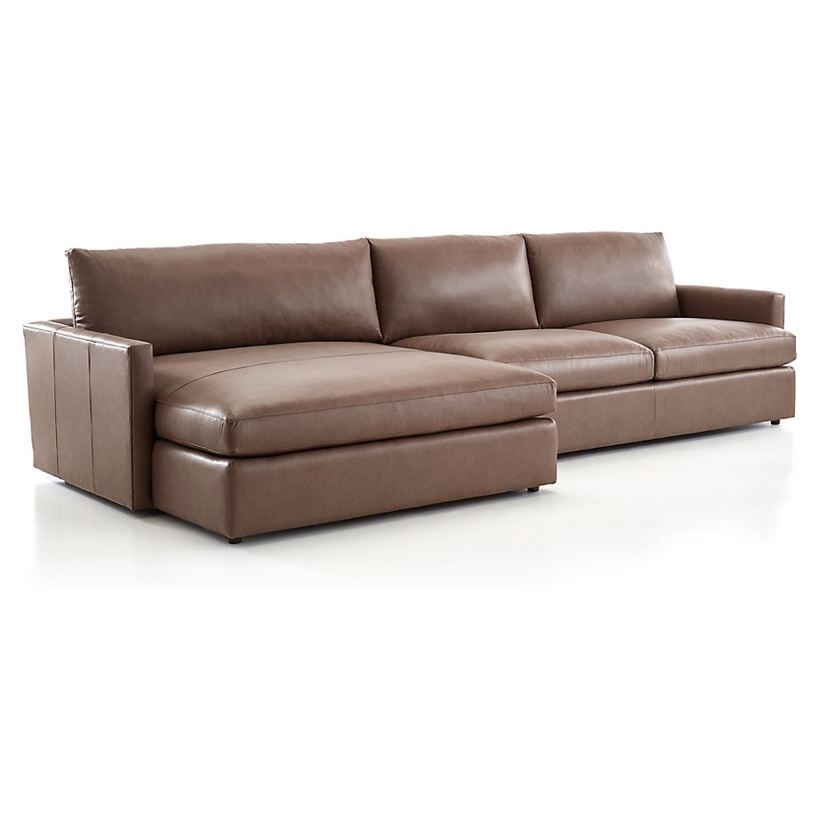 Lounge Deep Leather 2-Piece Left Arm Double Chaise Sectional Sofa - Image 0