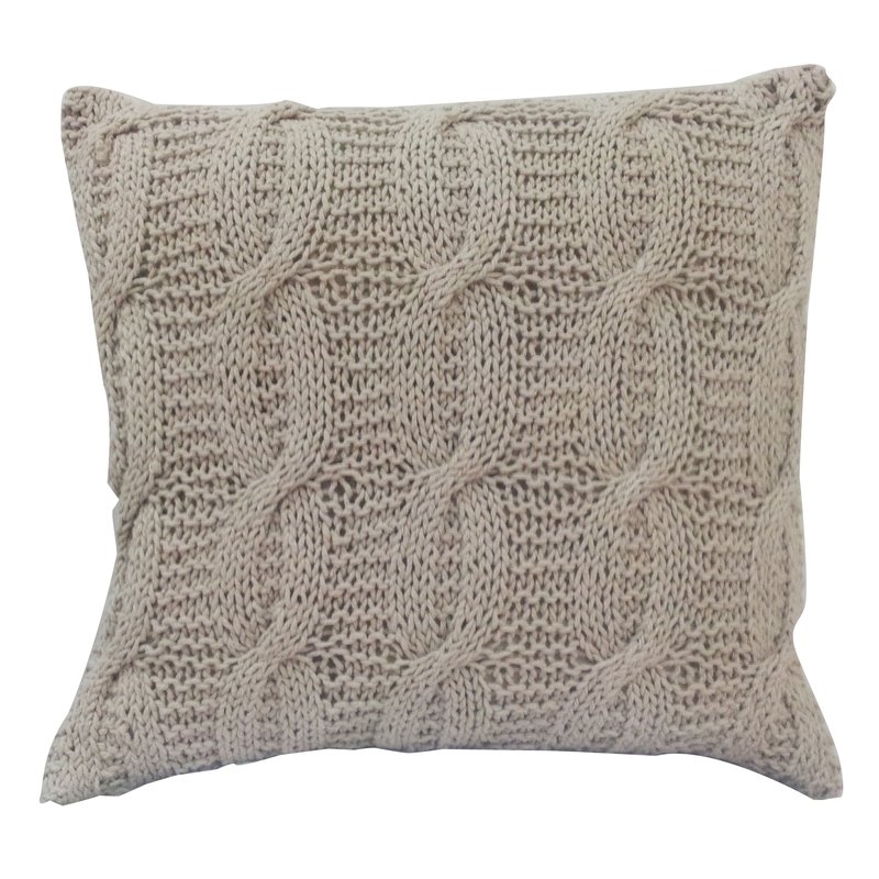Broadway Village Cable Knit Cotton Throw Pillow - Image 0