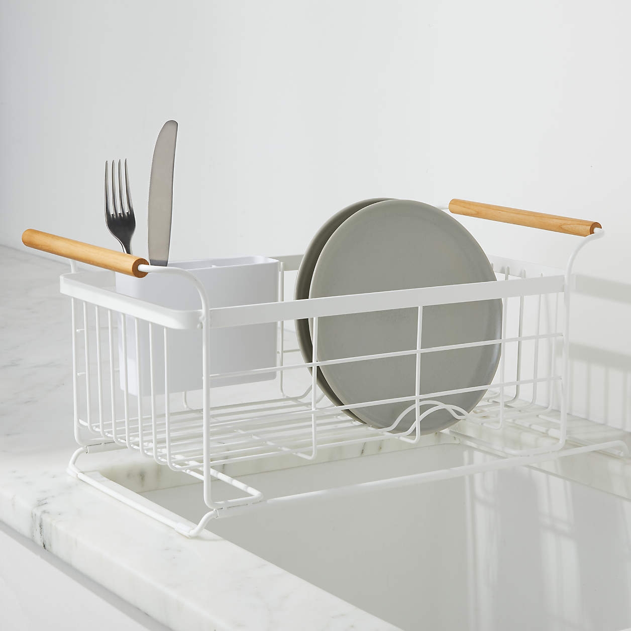 Yamazaki Tosca White Over-The-Sink Dish Drainer Rack - Image 3
