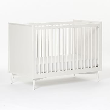 Mid-Century Convertible Crib, White, UPS - Image 0