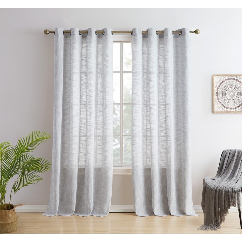 Hallmark Solid Semi-Sheer Grommet Curtain Panels (Set of 2) - Image 0