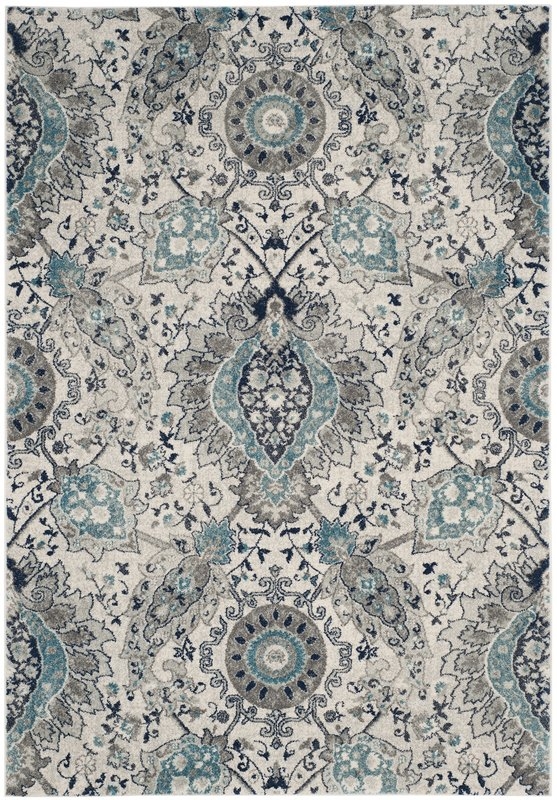 Bungalow Rose Grieve Power Loomed Light Gray/Cream Area Rug - Image 0