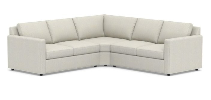 Sanford Square Arm Upholstered 3-Piece L-Shaped Wedge Sectional, Polyester Wrapped Cushions, Performance Heathered Basketweave Platinum - Image 0
