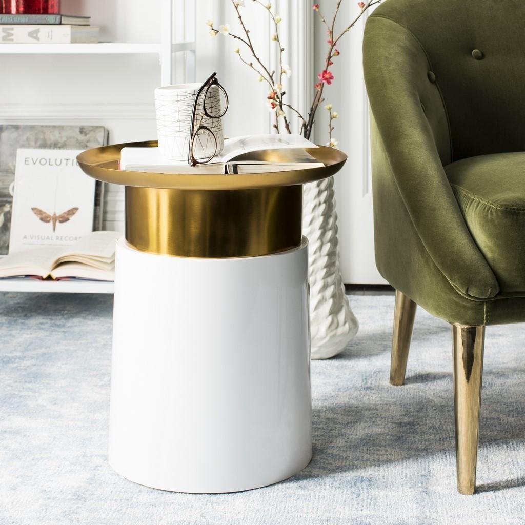 Zenith Tray Top Side Table - Gold/White - Arlo Home - Image 1