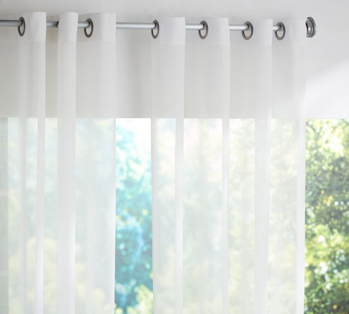 OUTDOOR OPEN WEAVE SHEER CURTAIN, 108", WHITE - Image 0