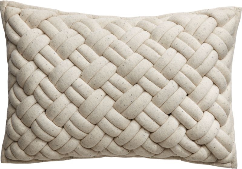 18"x12" Jersey Ivory InterKnit Pillow with Feather-Down Insert - Image 0