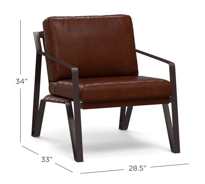 Owen Leather Armchair, Polyester Wrapped Cushions, Statesville Molasses - Image 2