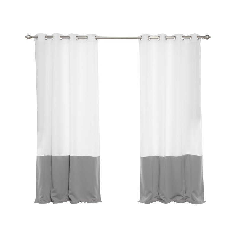 Girard Color Block Semi-Sheer Grommet Curtain Panels - Image 0