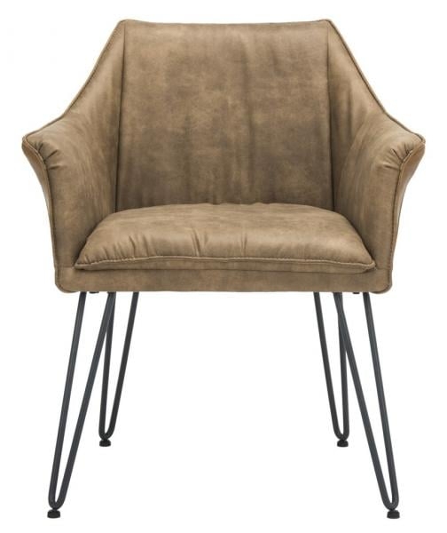Esme 19''H Mid Century Modern Leather Dining Chair (Set of 2) - Light Brown/Black - Safavieh - Image 0