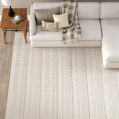 Jocelyn Parchment Handwoven Flatweave Wool White/Charcoal Area Rug - Image 1