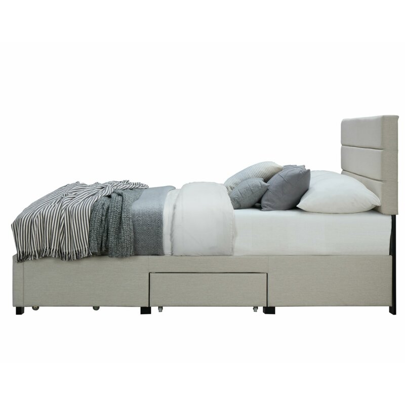Desoto Upholstered Storage Standard Bed - Beige - King - Image 4