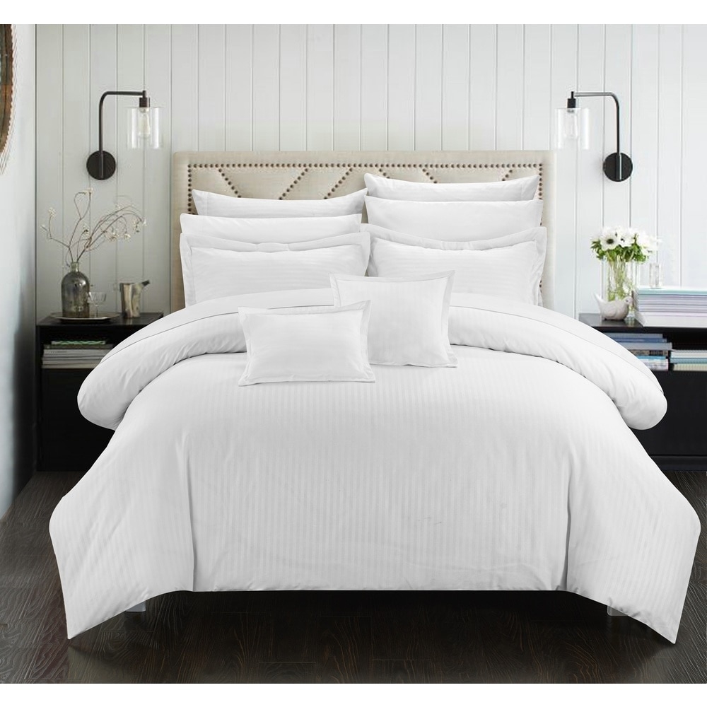 Porch & Den Mason Down Alternative Jacquard White Striped 7-piece Comforter Set - Queen/Full - Queen/Full - Image 0