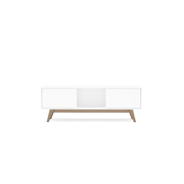 Deville TV Stand for TVs up to 59"- White/Light Brown - Image 0