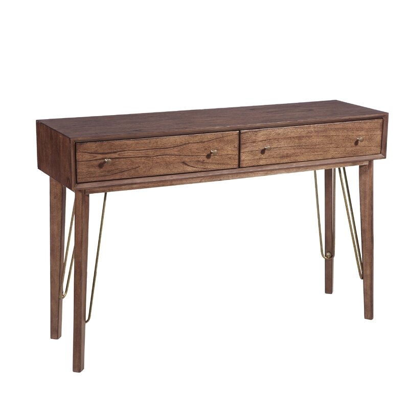Natasha Mid-Century Modern Two Drawer Accent Storage Console Table - Image 1