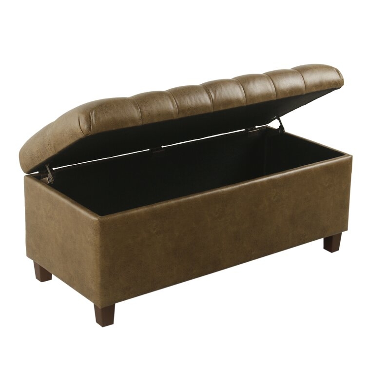 Ehlers Faux Leather Upholstered Storage Bench - Image 1