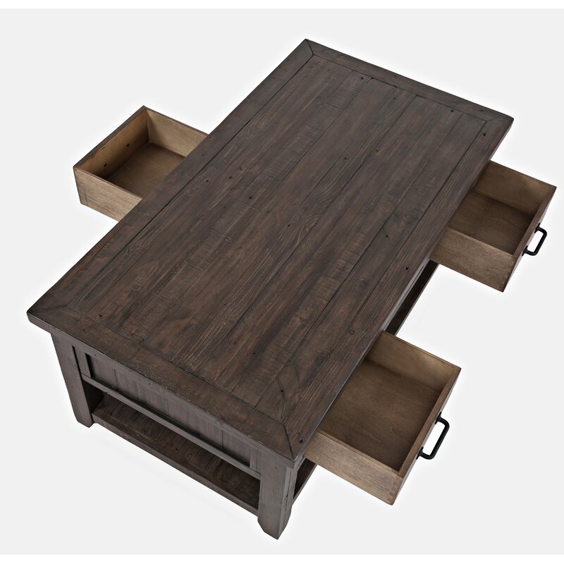Westhoff Solid Wood Coffee Table with Storage / Barnwood Brown - Image 1