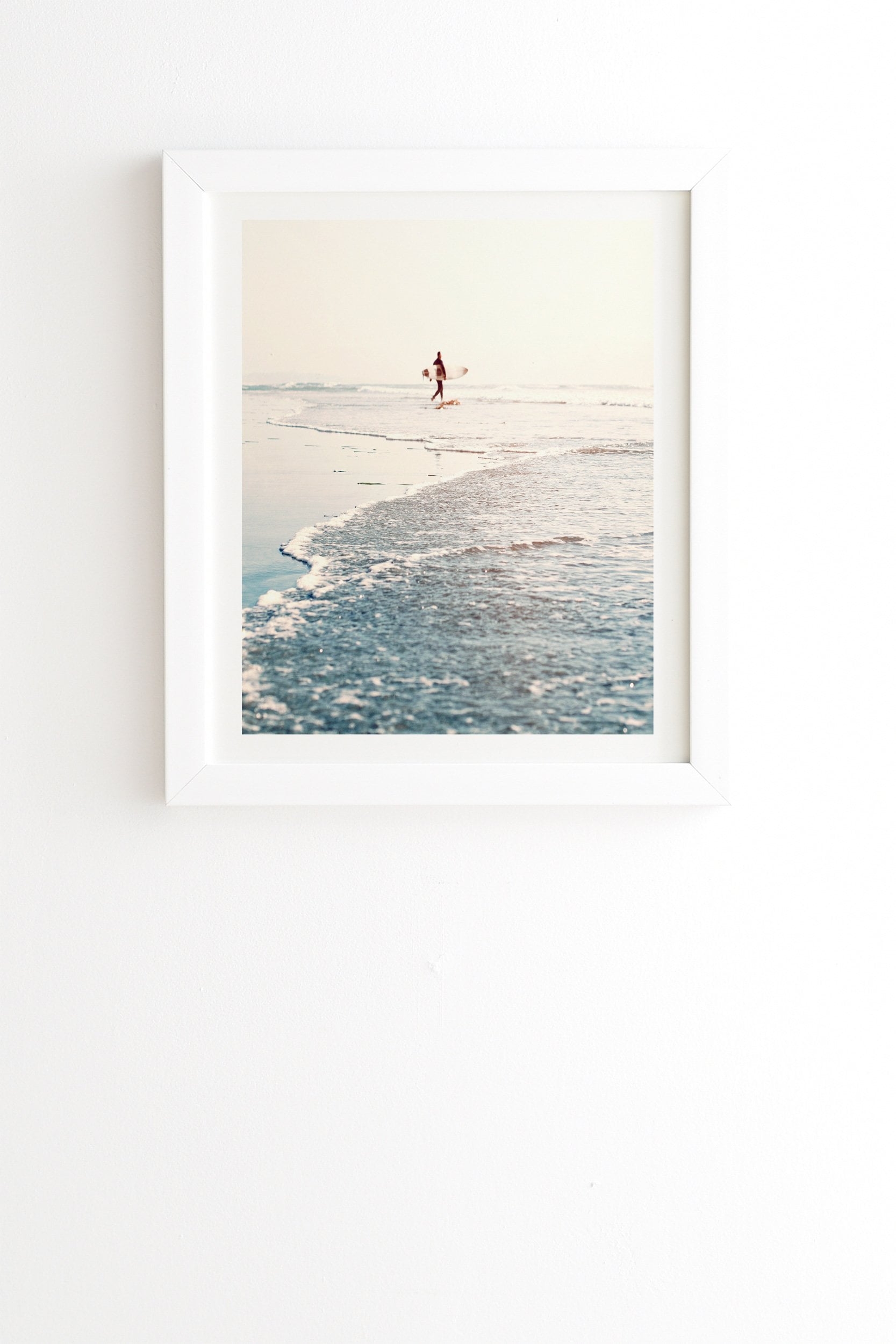 Surfer Dude -19" x 22.4"-Framed ( White ) - Image 0