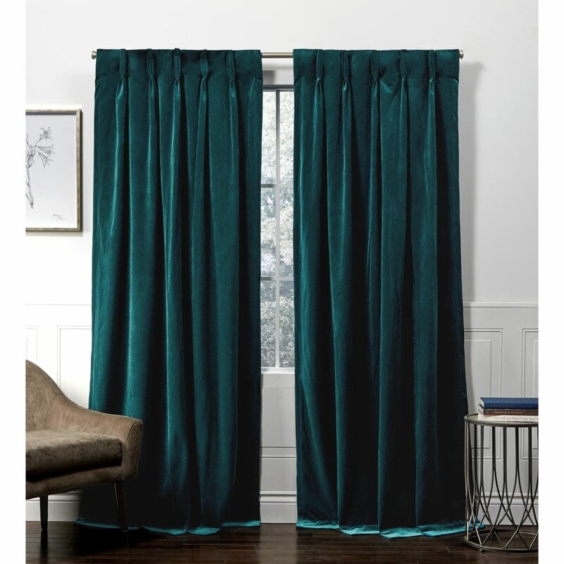 Donna Heavyweight Solid Room Darkening Pinch Pleat Curtain Panels (Set of 2) - Image 0