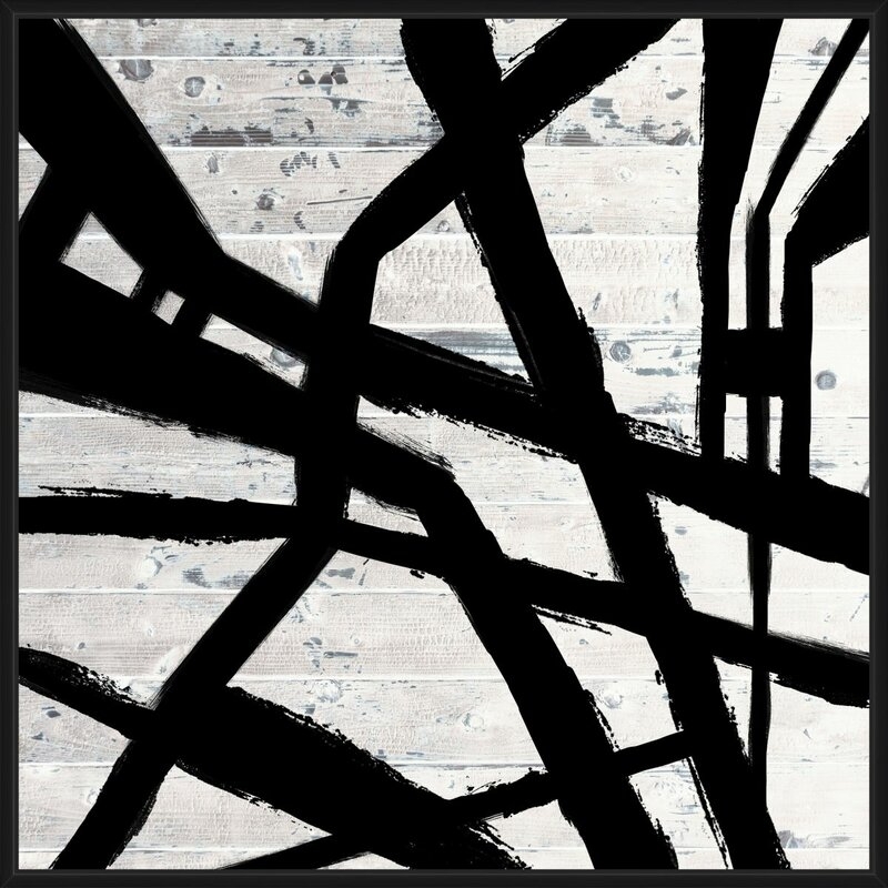 JBass Grand Gallery Collection Painted Crossed Lines White - Framed Graphic Art on Canvas - Image 0