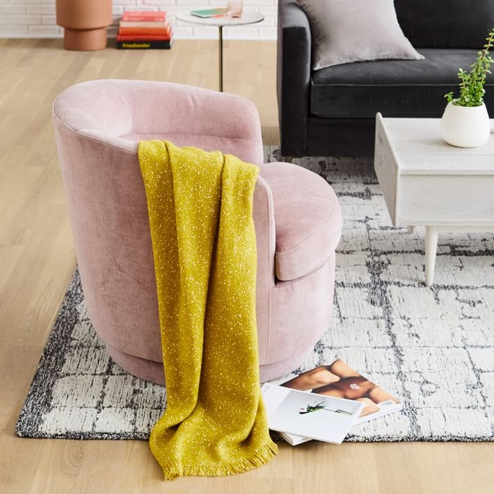 Viv Swivel Chair, Light Pink, Distressed Velvet, Individual - Image 4