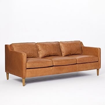 Hamilton Leather 3-Seater Sofa, Burnt Sienna - Image 1