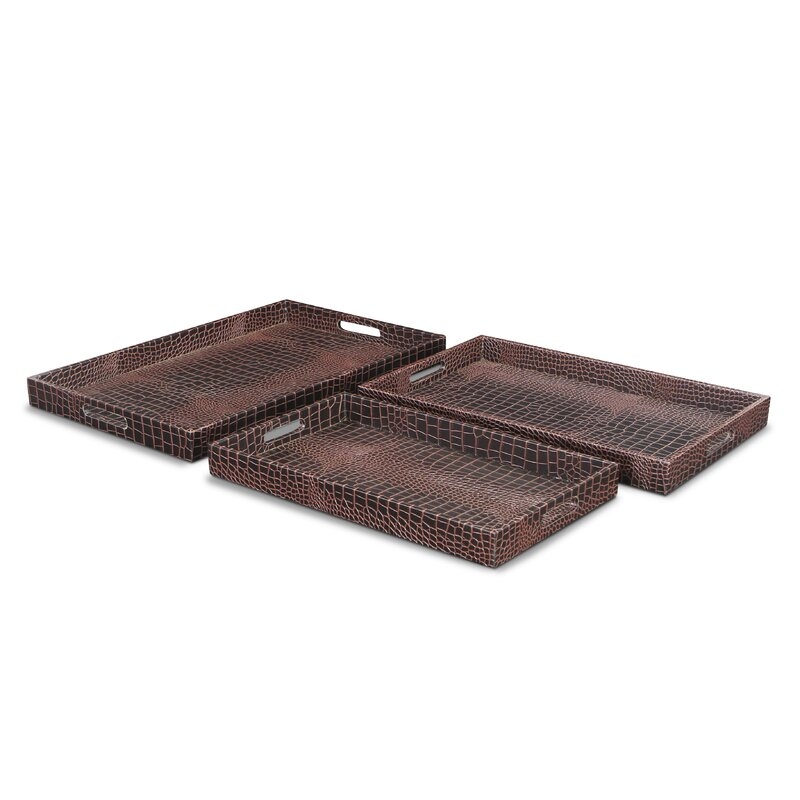 Maxwell 3 Piece Snakeskin Serving Tray Set - Image 0