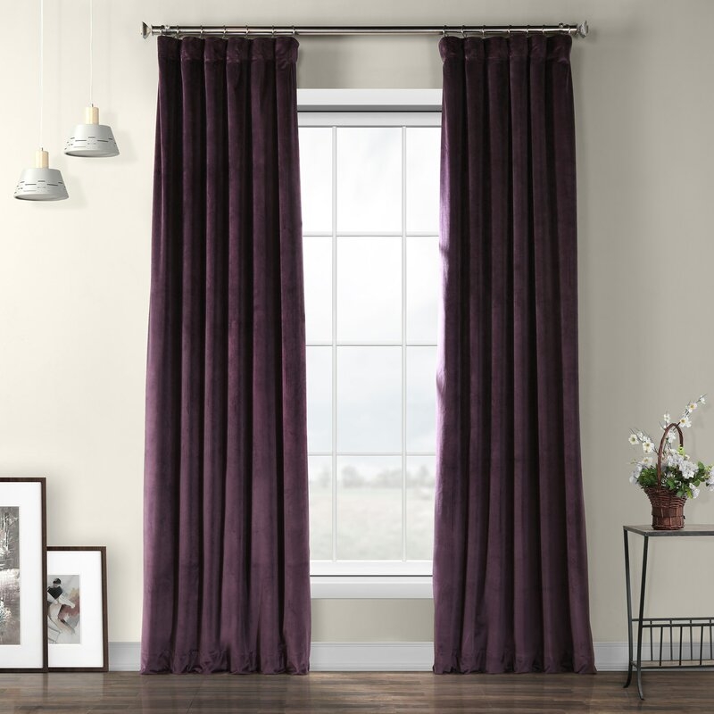 Livia Velvet Solid Color Room Darkening Thermal Rod Pocket Curtain Panel - Image 0