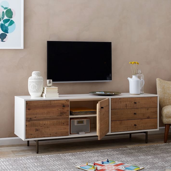 Reclaimed Wood + Lacquer Media Console - Image 1