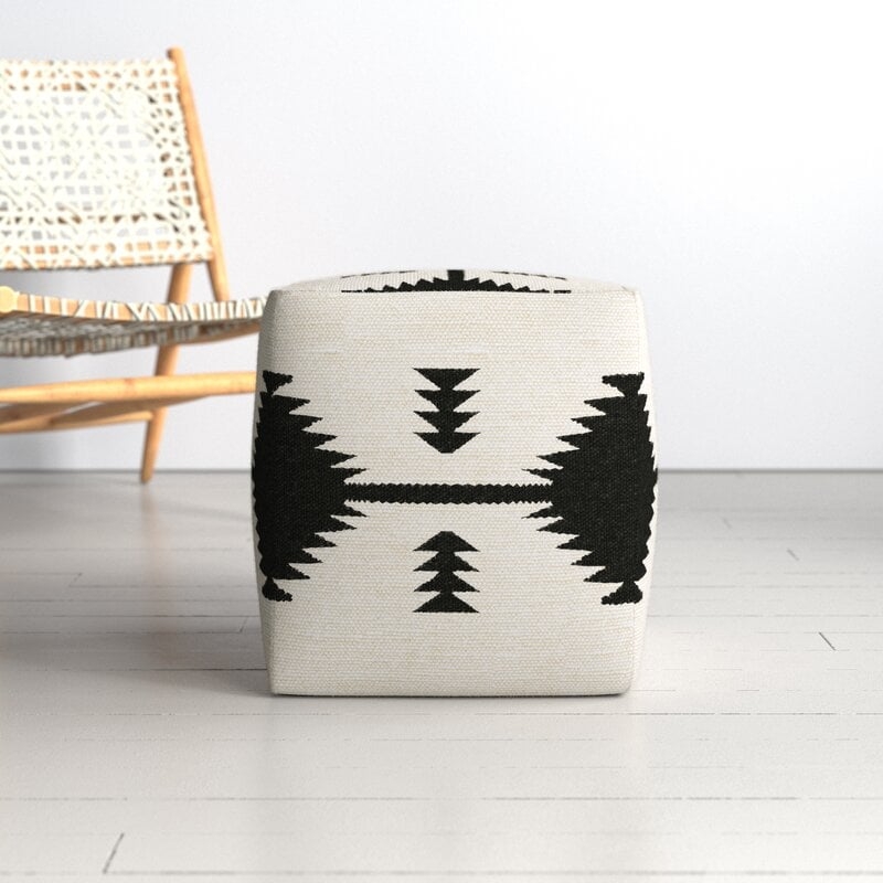 18" Wide Ikat Pouf Ottoman - Image 1