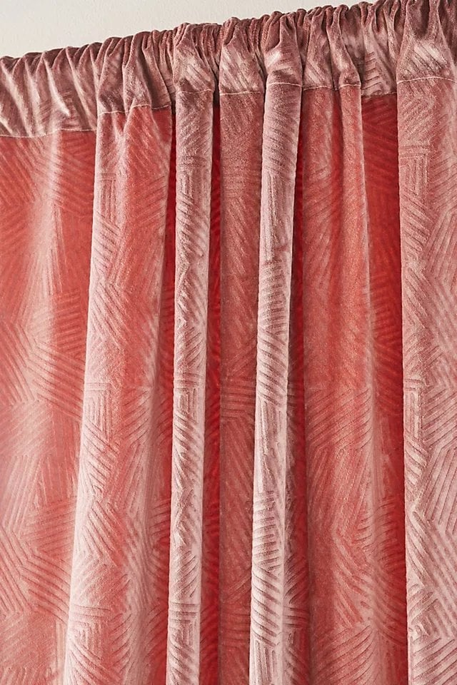 Jacquard Chenille Curtain By Anthropologie in Pink Size 108" - Image 2