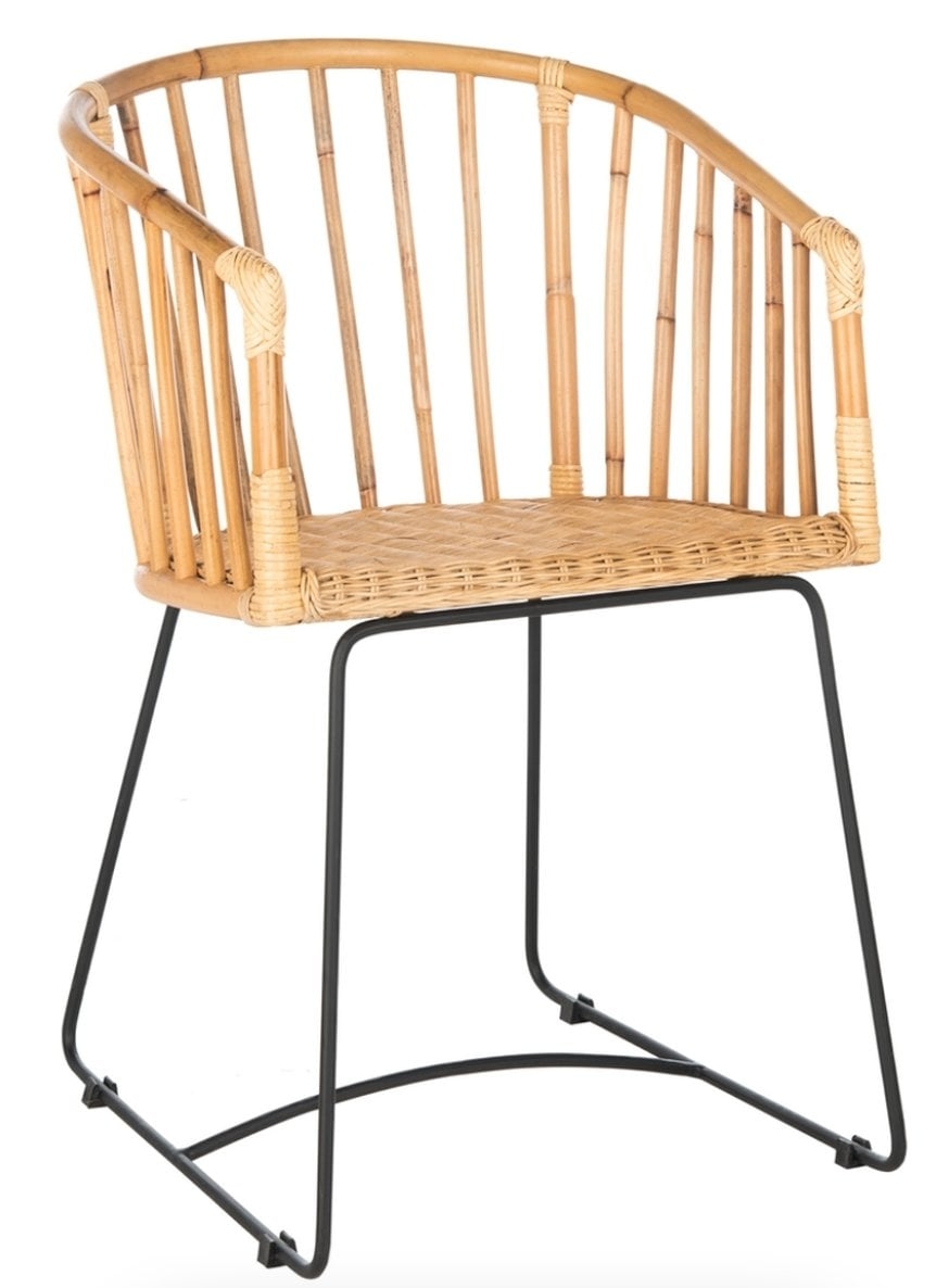 Siena Rattan Barrel Dining Chair - Natural/Black - Safavieh - Image 0