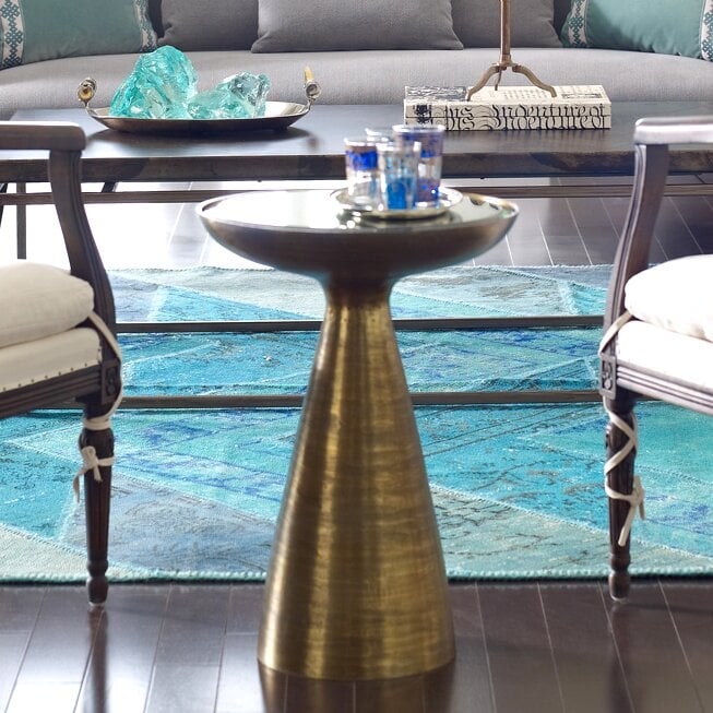 "Four Hands Marlow Glass Top Pedestal End Table" - Image 2