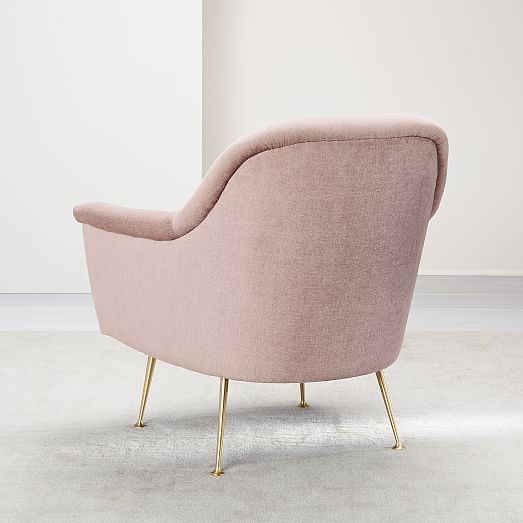 Phoebe Chair, Distressed Velvet, Light Pink - Image 3