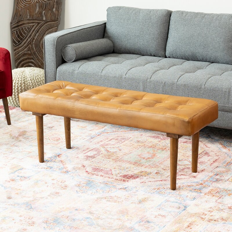North Reading Genuine Leather Bench - Image 0